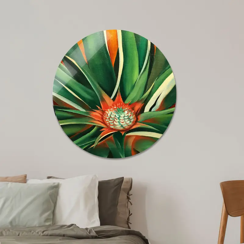 Lienzo floral elegante con capullos de piña: impresión de arte botánico costero