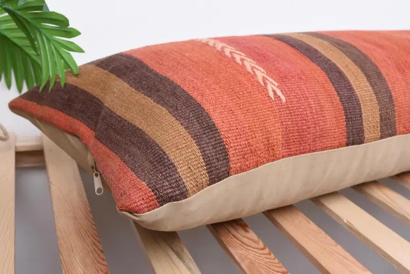 16x48 Red Cushion Case, Pillow, Vintage Pillow, Bolster Throw Pillow Cover, Pillow for Sofa, Natural Pillow, Kilim Pillow Cover, Pastel Pillow - 6