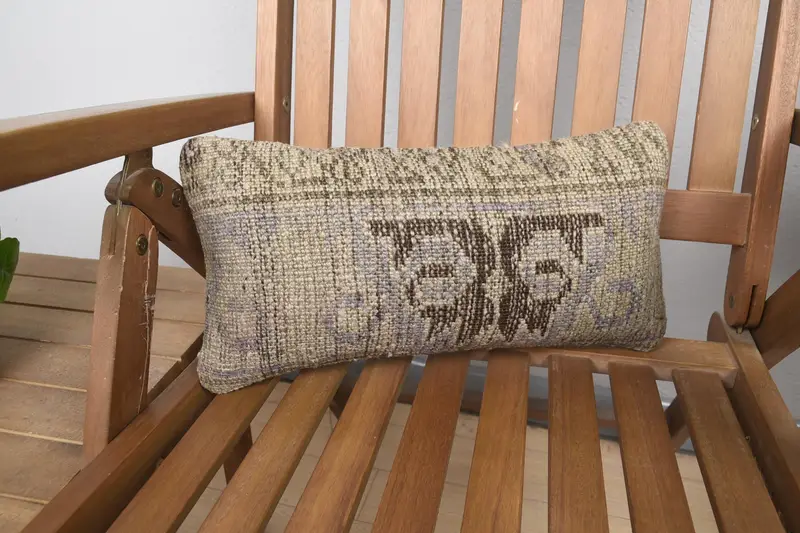 Cushion Case, Turkish Kilim Pillow, Colorful Cushion Cover, 8x16 Brown Cushion Cover, Boho Pillow Sham Cover, Pillow for Couch - 1