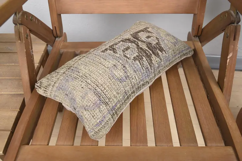 Cushion Case, Turkish Kilim Pillow, Colorful Cushion Cover, 8x16 Brown Cushion Cover, Boho Pillow Sham Cover, Pillow for Couch - 4