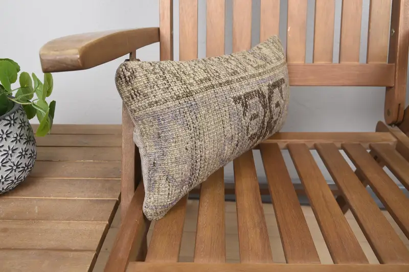 Cushion Case, Turkish Kilim Pillow, Colorful Cushion Cover, 8x16 Brown Cushion Cover, Boho Pillow Sham Cover, Pillow for Couch - 2