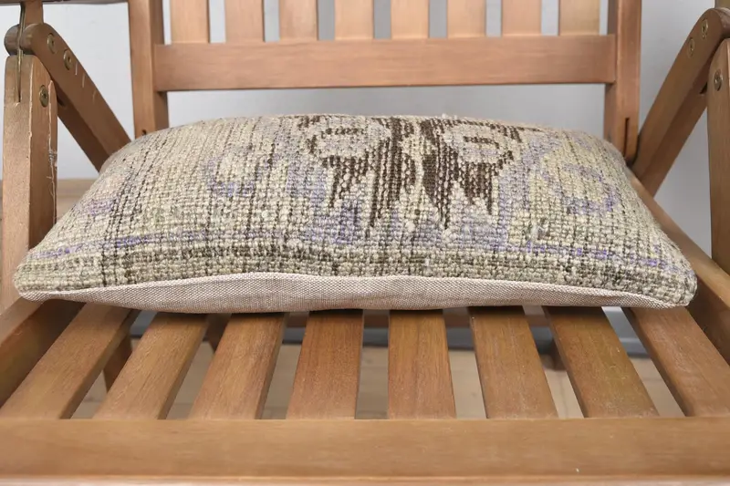 Cushion Case, Turkish Kilim Pillow, Colorful Cushion Cover, 8x16 Brown Cushion Cover, Boho Pillow Sham Cover, Pillow for Couch - 5