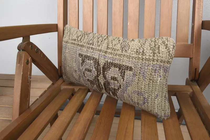Cushion Case, Turkish Kilim Pillow, Colorful Cushion Cover, 8x16 Brown Cushion Cover, Boho Pillow Sham Cover, Pillow for Couch - 3