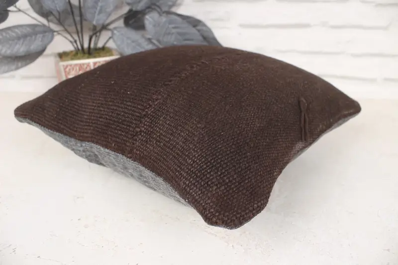 Antique Pillows, Natural Pillow Case, Vintage Pillow, Boho Pillow Sham Cover, 14x14 Brown Cushion Cover, Authentic Cushion Cover, Cushion - 6