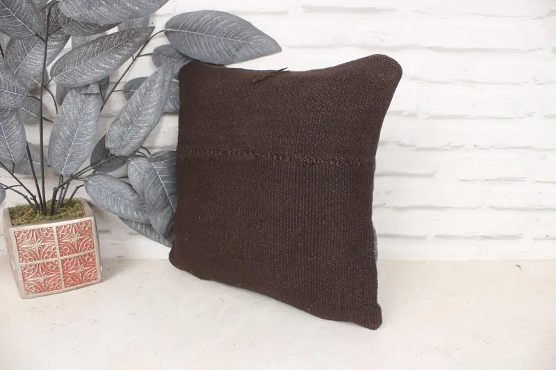 Antique Pillows, Natural Pillow Case, Vintage Pillow, Boho Pillow Sham Cover, 14x14 Brown Cushion Cover, Authentic Cushion Cover, Cushion - 4