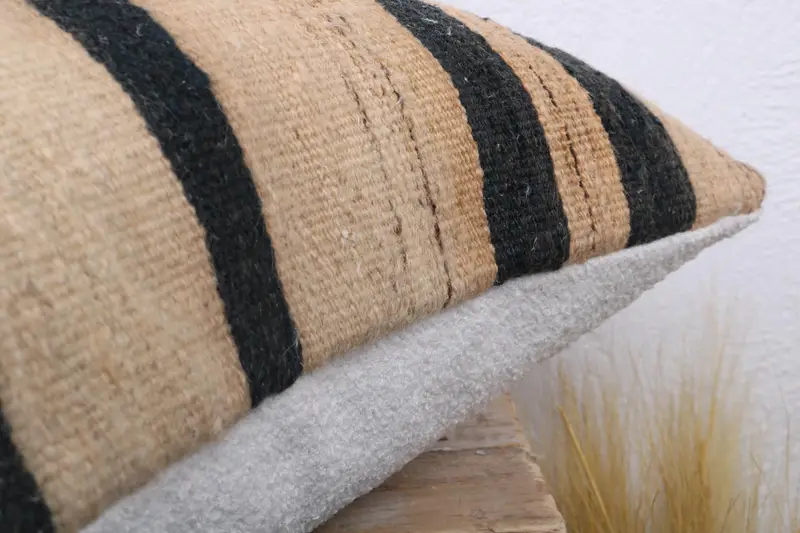 Kilim Pillow Cover, Sofa Bolster Pillow Cover, Antique Pillows, Vintage Kilim Throw Pillow, 18x18 Beige Cushion Cover, Cushion Cover - 6