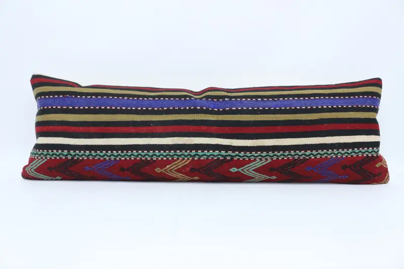 Outdoor Patio Pillow, 16x48 Red Cushion, Pillow Sham, Kilim Pillow Cover, Turkish Pillow, Bolster Pillow Sham, Pillow for Sofa - 1