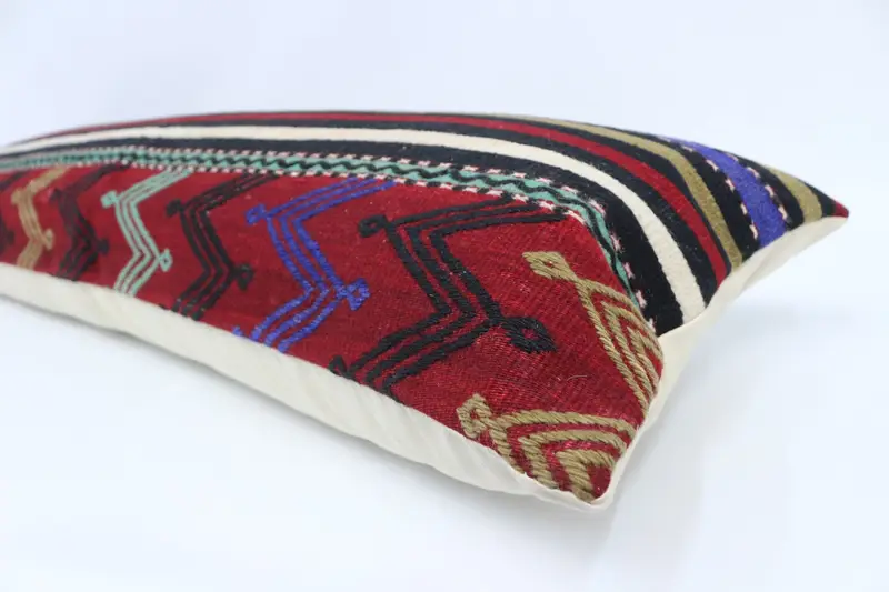 Outdoor Patio Pillow, 16x48 Red Cushion, Pillow Sham, Kilim Pillow Cover, Turkish Pillow, Bolster Pillow Sham, Pillow for Sofa - 6