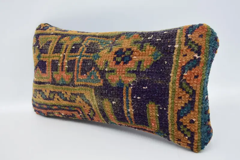 Pillow for Sofa, Vintage Kilim Pillow, Ethnic Throw Pillow Cover, Antique Pillows, Cushion Cover, 8x16 Blue Cushion Cover - 4