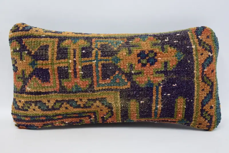 Pillow for Sofa, Vintage Kilim Pillow, Ethnic Throw Pillow Cover, Antique Pillows, Cushion Cover, 8x16 Blue Cushion Cover - 1