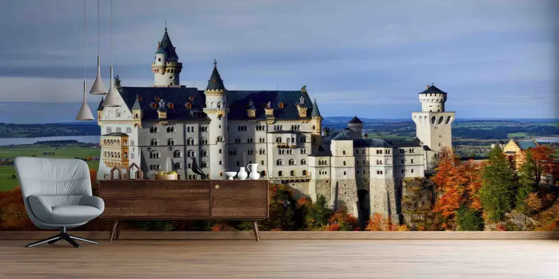 Papel pintado impreso paisaje elegante de la ciudad de Neuschwanstein del castillo de Alemania