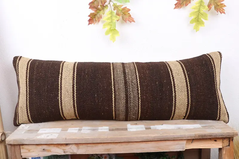 12x36 Brown Cushion Cover, Boho Pillow, Pattern Throw Pillow Sham, Pillow Case, Vintage Kilim Pillow, Turkish Pillow, Pattern Throw Pillow Cover - 2