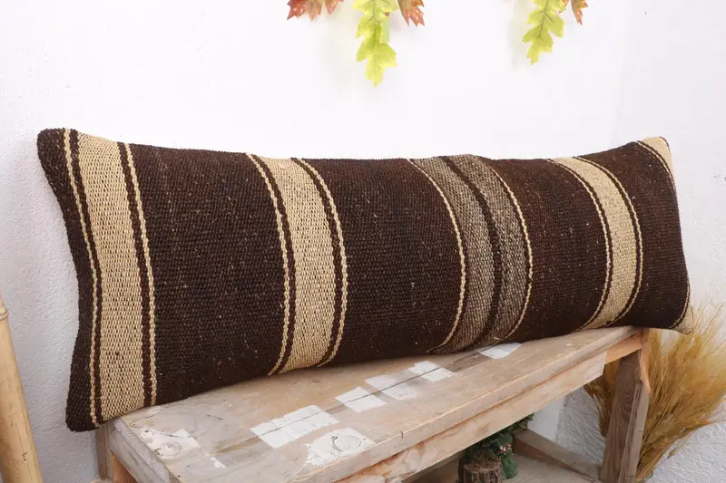 12x36 Brown Cushion Cover, Boho Pillow, Pattern Throw Pillow Sham, Pillow Case, Vintage Kilim Pillow, Turkish Pillow, Pattern Throw Pillow Cover - 4