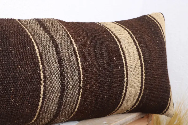 12x36 Brown Cushion Cover, Boho Pillow, Pattern Throw Pillow Sham, Pillow Case, Vintage Kilim Pillow, Turkish Pillow, Pattern Throw Pillow Cover - 5