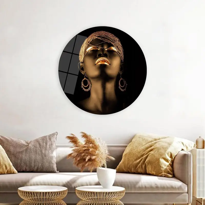 エレガントなゴールド リップ アフリカの女性のキャンバス プリント - トレンディな装飾