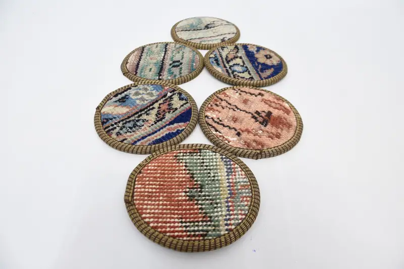 Bohem Mavi ve Bej Yuvarlak Bardak Altlığı, Benzersiz Bohem Bardak Altlığı