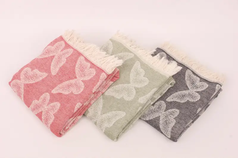 Personalized Butterfly Pattern Beach Towel, Organic Cotton, 67x36 Inches