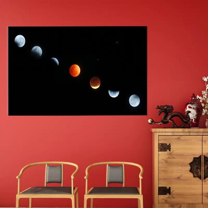 Moon Canvas Art, Black Wall Art, Space Art Decor, Planet Artwork, Moon Phases Art, Landscape Art, Wall Art Decor, Modern Canvas Art, - 1