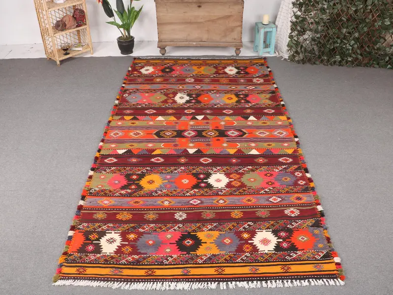Gökkuşağı Puantiyeli Halı, 5,2x9,9 ft Canlı Dekor