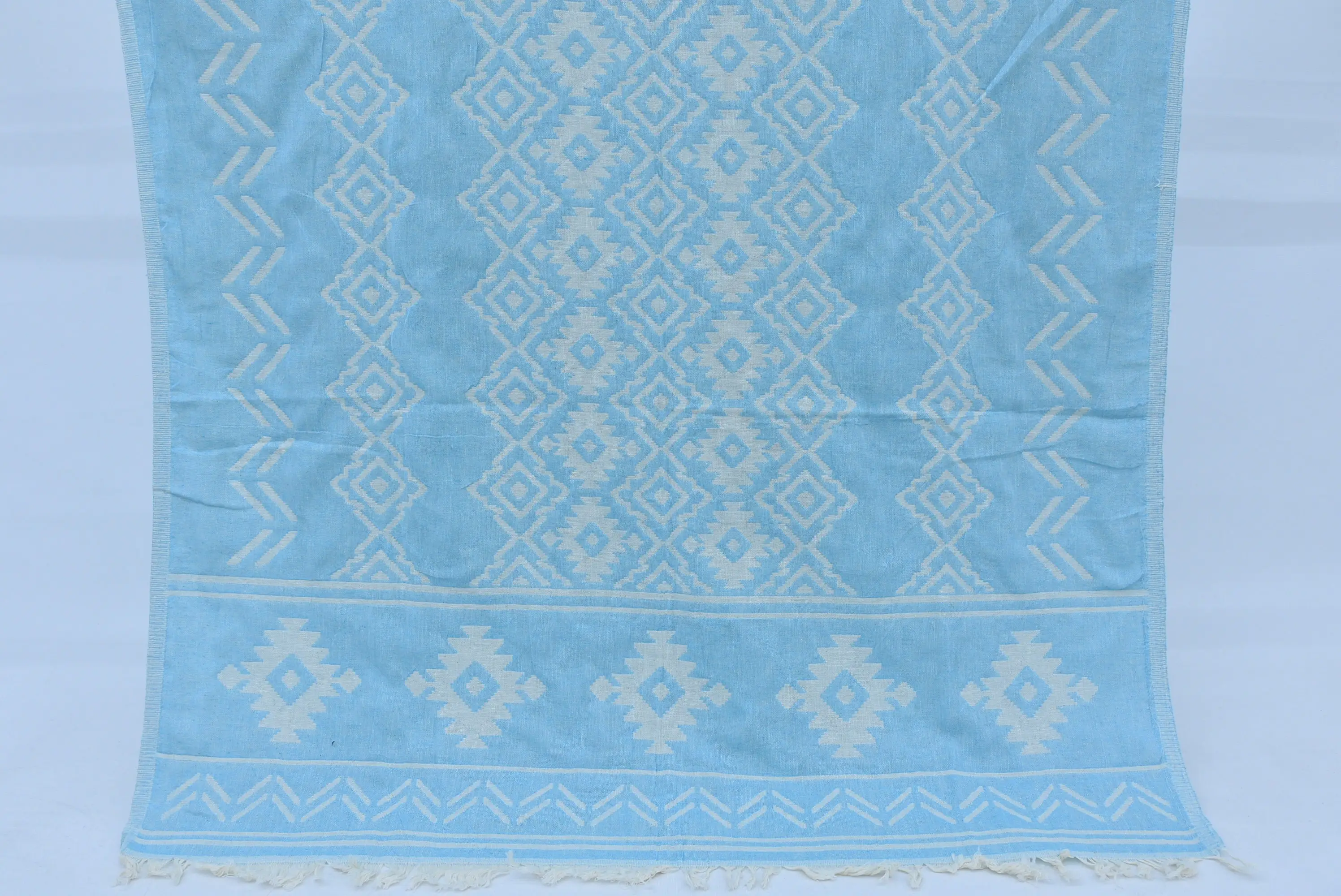 Fouta Beach Towel Turkish Cotton Blue and White, 40x70 Inches - 1