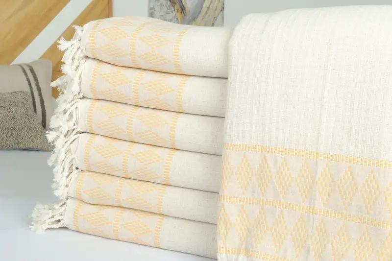 Decorative Blanket, Organic Throw, Extra Large Tablecloth, Monogram Blanket, 100x88 Linen Kilim Design Towel, Throw Blanket Couch, Halloween Gifts - 2