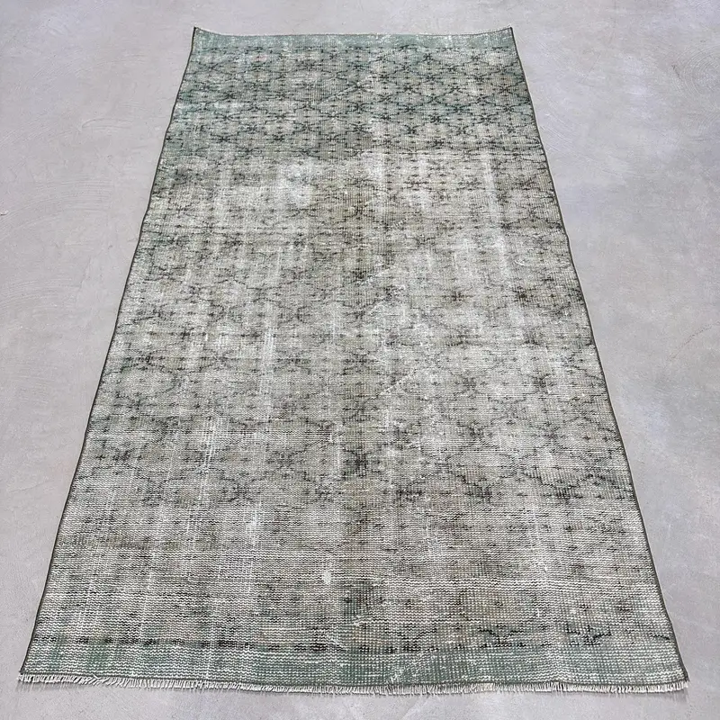 3,9x7,4 ft Teppich, türkischer Vintage-Teppich, grauer Oushak-Wollteppich - 1