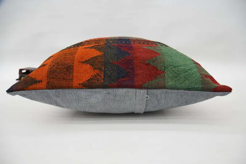Pillow Cover, Kilim Pillow, Boho Throw Cushion Case, 20x28 Orange Cushion, Interior Designer Pillow, Meditation Pillow Case, Turkish Pillow - 6