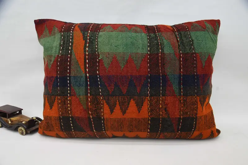 Pillow Cover, Kilim Pillow, Boho Throw Cushion Case, 20x28 Orange Cushion, Interior Designer Pillow, Meditation Pillow Case, Turkish Pillow - 4