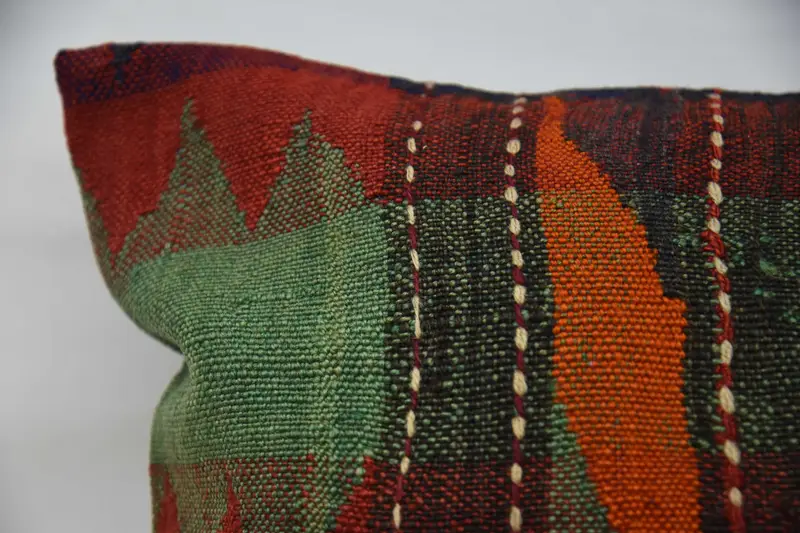 Pillow Cover, Kilim Pillow, Boho Throw Cushion Case, 20x28 Orange Cushion, Interior Designer Pillow, Meditation Pillow Case, Turkish Pillow - 2