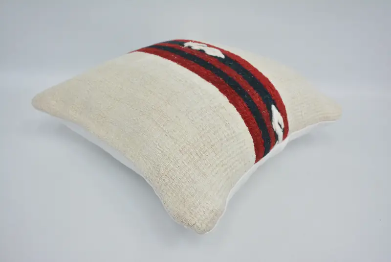 Armchair Pillow Cover, Throw Kilim Pillow, 16x16 White Pillow Case, Pillow Case, Pillow for Couch, Ethnical Kilim Rug Pillow - 6