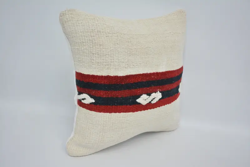 Armchair Pillow Cover, Throw Kilim Pillow, 16x16 White Pillow Case, Pillow Case, Pillow for Couch, Ethnical Kilim Rug Pillow - 3