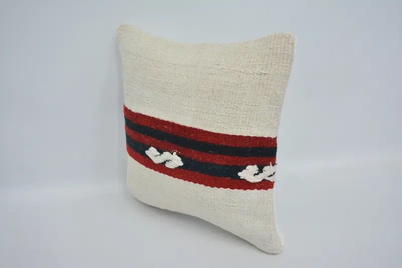 Armchair Pillow Cover, Throw Kilim Pillow, 16x16 White Pillow Case, Pillow Case, Pillow for Couch, Ethnical Kilim Rug Pillow - 4