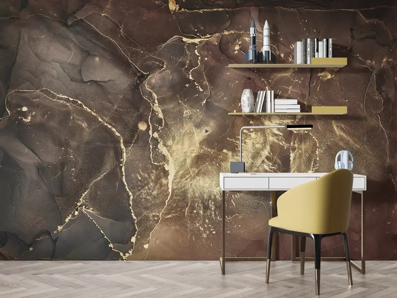 Elegante, mit Goldmarmor bedruckte Tapete: Luxuriöses, zeitgenössisches Dekor