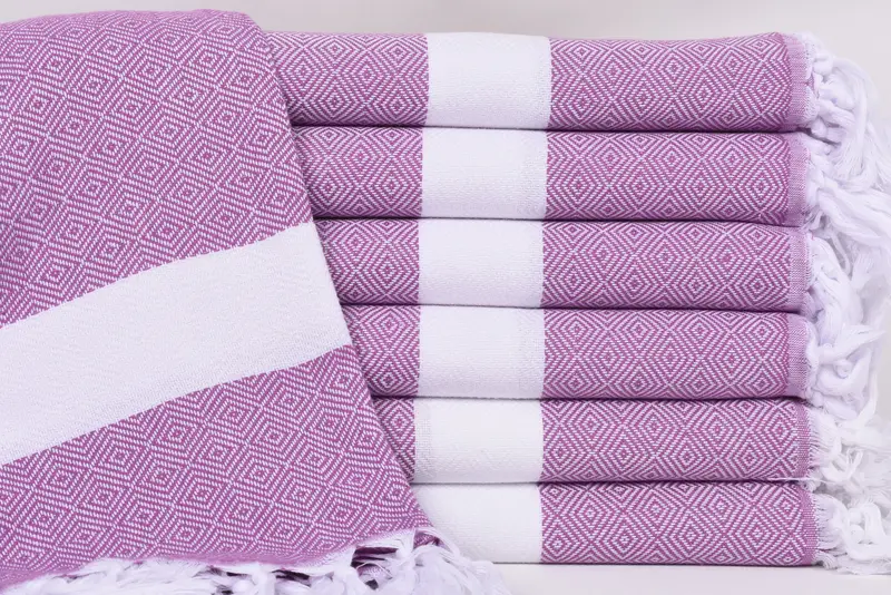 Damson Diamond Towel, Organic Cotton, Personalized, 70x40 Inches