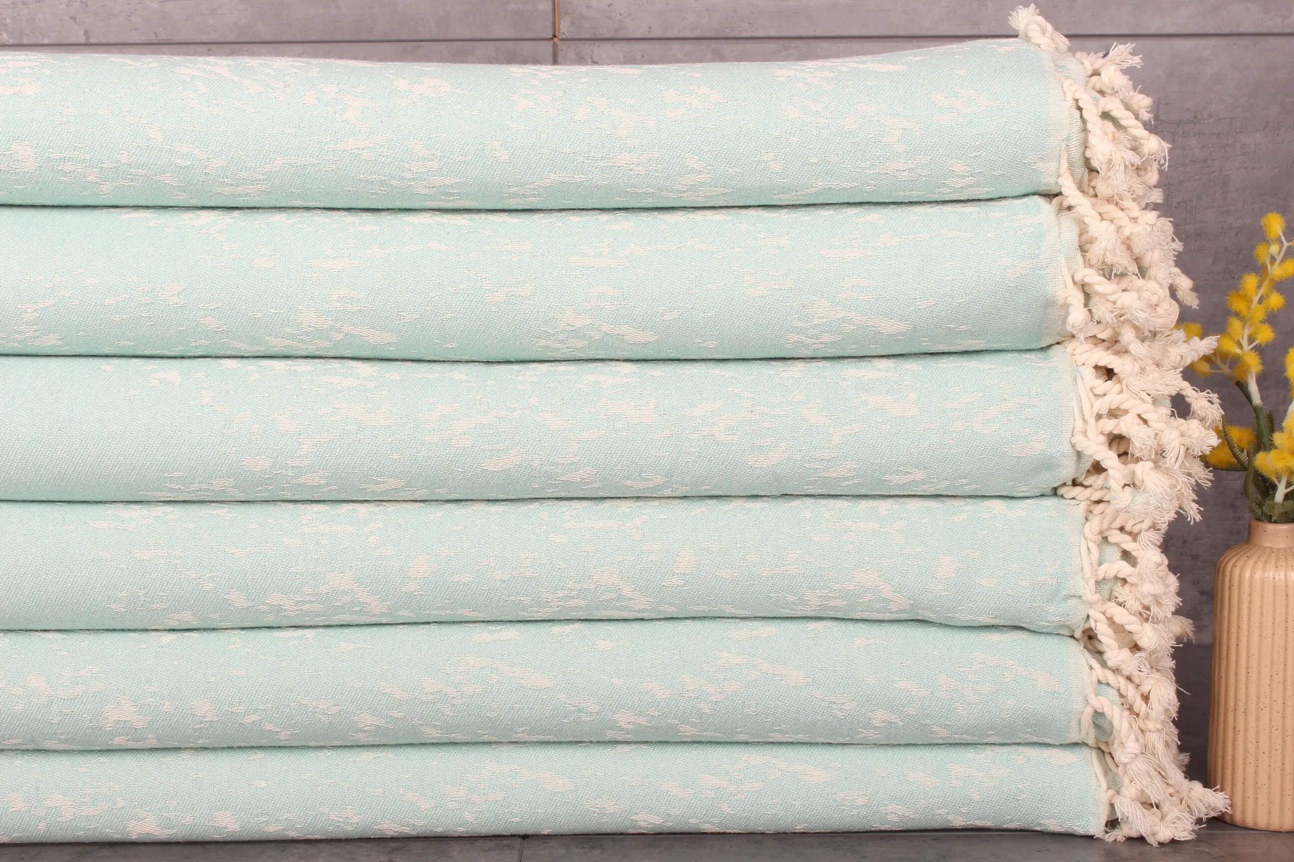 Mint Cotton Crib Blanket Striped Patterned, 71x93 Inches - 1