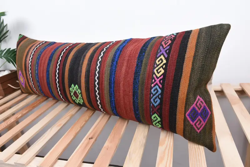 16x48 Red Pillow Sham, Antique Pillows, Aesthetic Pillow, Kilim Pillow Cover, Muted Cushion Case, Pillow Case, Kilim Cushion Sham - 5