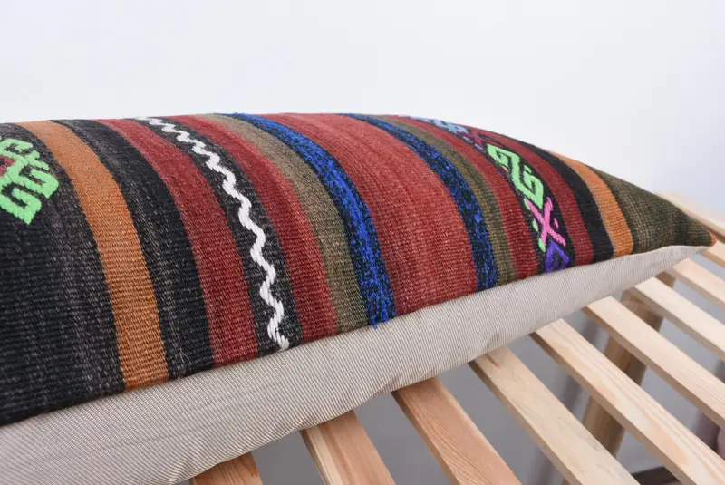 16x48 Red Pillow Sham, Antique Pillows, Aesthetic Pillow, Kilim Pillow Cover, Muted Cushion Case, Pillow Case, Kilim Cushion Sham - 7