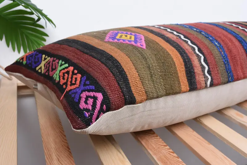 16x48 Red Pillow Sham, Antique Pillows, Aesthetic Pillow, Kilim Pillow Cover, Muted Cushion Case, Pillow Case, Kilim Cushion Sham - 6