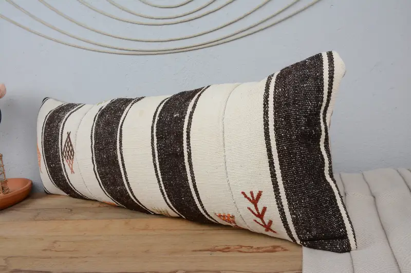 12x36 White Cushion Case, Bright Pillow, Kilim Pillow, Boho Pillow, Turkish Corner Cushion Case, Pillow Case, Ethnical Kilim Rug Pillow - 4
