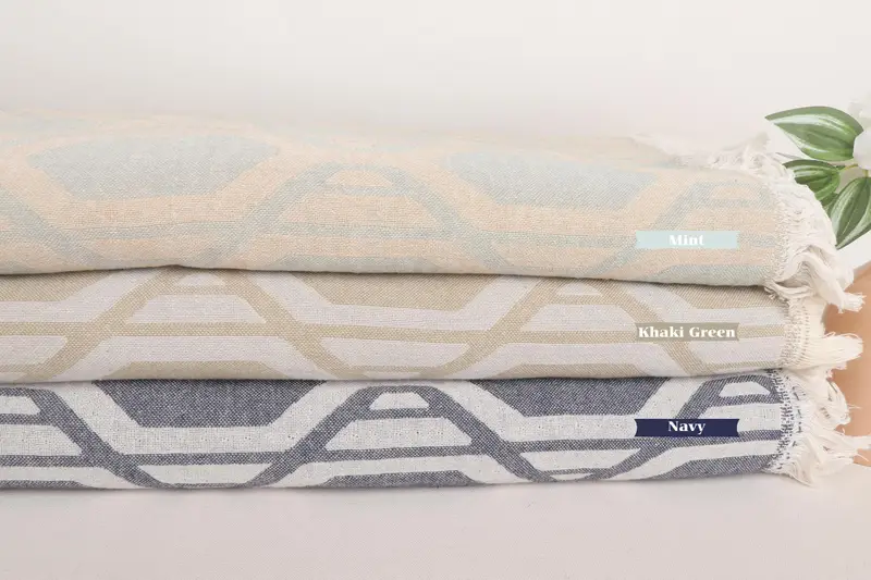 Woven Throw Blanket, Welcome Wedding Gift, Personalized Blanket, Decorative Blanket, Wedding Hand Made Gift, 92x76 Cotton Patterned Towel - 1