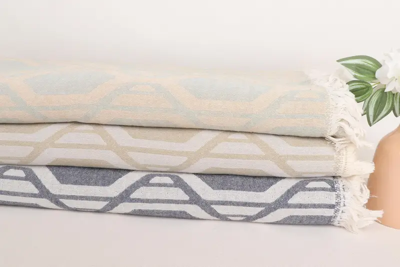 Woven Throw Blanket, Welcome Wedding Gift, Personalized Blanket, Decorative Blanket, Wedding Hand Made Gift, 92x76 Cotton Patterned Towel - 2