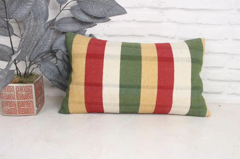12x20 Red Cushion, Vintage Pillow, Bolster Throw Cushion Cover, Throw Kilim Pillow, Turkish Bench Pillow Cover, Pillow Case, Pillow for Couch - 1