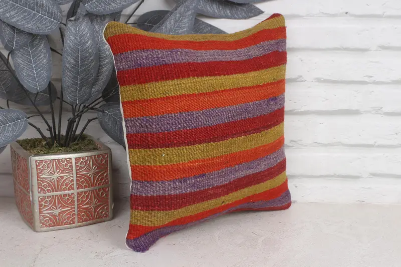 Vintage Pillow, 12x12 Red Cushion Cover, Vintage Kilim Pillow, Pillow Case, Boho Pillow Sham Cover, Cozy Throw Pillow, Boho Chic Pillow Case - 4
