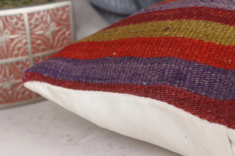 Vintage Pillow, 12x12 Red Cushion Cover, Vintage Kilim Pillow, Pillow Case, Boho Pillow Sham Cover, Cozy Throw Pillow, Boho Chic Pillow Case - 7
