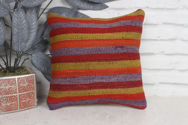 Vintage Pillow, 12x12 Red Cushion Cover, Vintage Kilim Pillow, Pillow Case, Boho Pillow Sham Cover, Cozy Throw Pillow, Boho Chic Pillow Case - 1