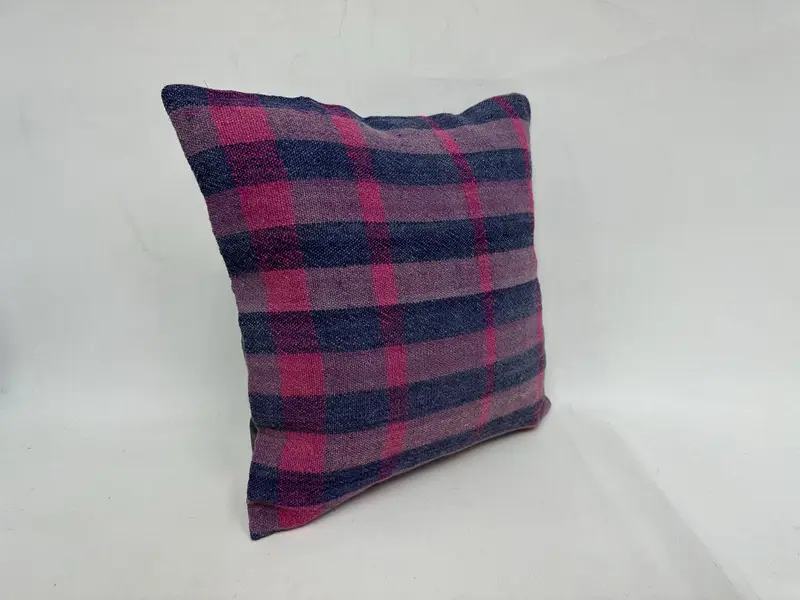 Authentic Cushion, Cushion Case, Vintage Kilim Pillow, Handmade Kilim Cushion, Ethnical Kilim Rug Pillow, 18x18 Purple Cushion Case - 3