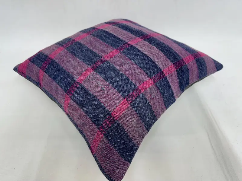 Authentic Cushion, Cushion Case, Vintage Kilim Pillow, Handmade Kilim Cushion, Ethnical Kilim Rug Pillow, 18x18 Purple Cushion Case - 6