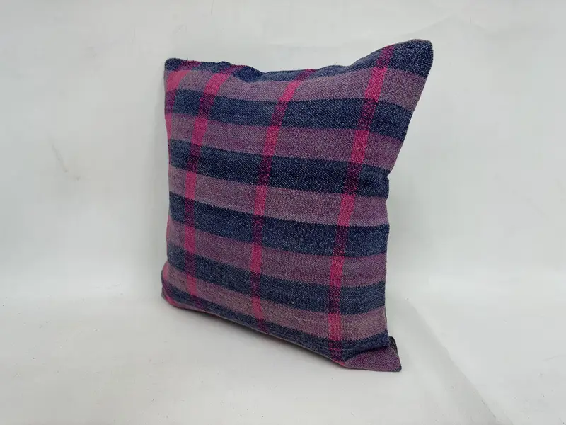 Authentic Cushion, Cushion Case, Vintage Kilim Pillow, Handmade Kilim Cushion, Ethnical Kilim Rug Pillow, 18x18 Purple Cushion Case - 4