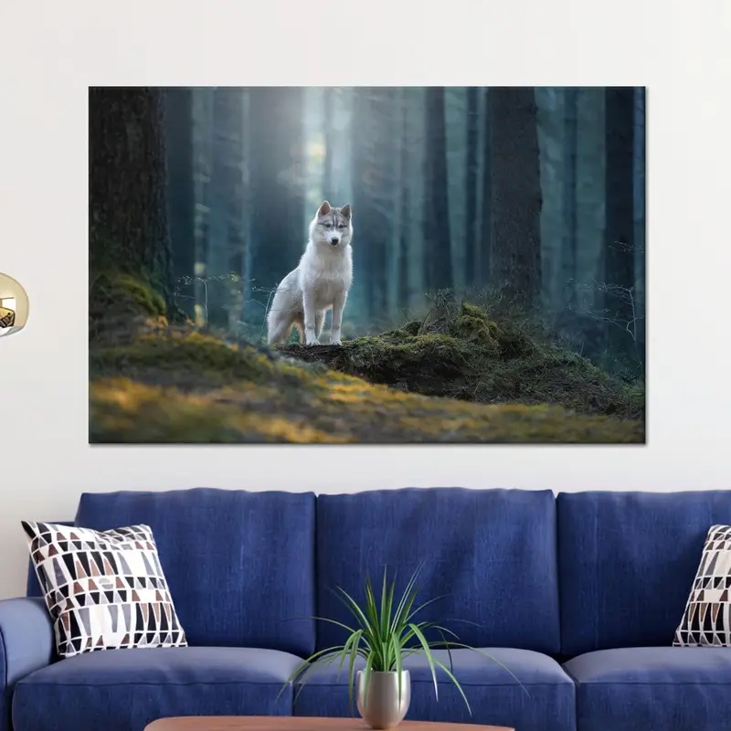 Elegante lienzo de perro husky siberiano para decoración moderna de granja