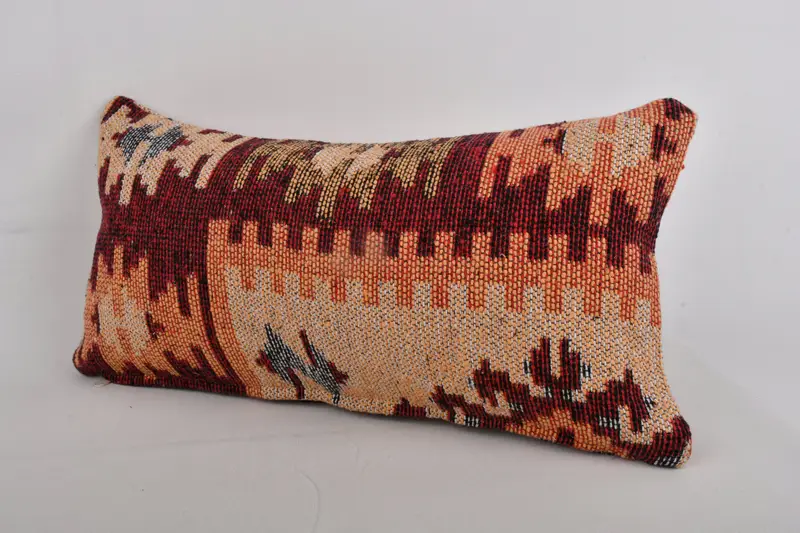 Home Decor Pillow, Gift Pillow, Armchair Pillow Cover, Boho Pillow, Wool Kilim Pillow Cushion, 10x20 Red Pillow Sham, Pillow Sham - 3